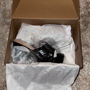 Black Patent Leather Mules